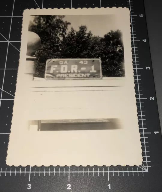 1940s FDR Car License Plate President Franklin Roosevelt Campaign Vintage PHOTO