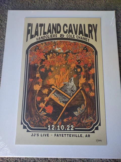 Flatland Cavalry Signed Show Poster By Entire Band 12/10/22 Jj's Fayetteville Ar