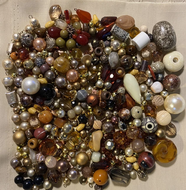BEAD SOUP Vintage - Modern Mixed Lot - Acrylic, Plastic - Boho, Brown