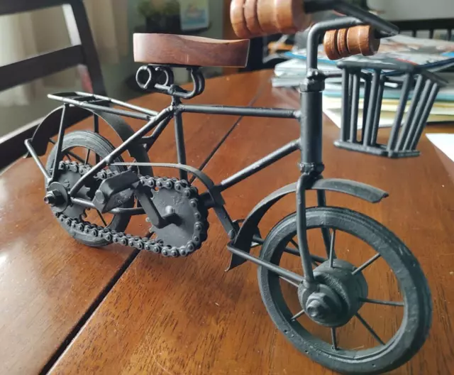 Bike Bicycle Model Steel, Wood & Rubber   working pedals w/Chain
