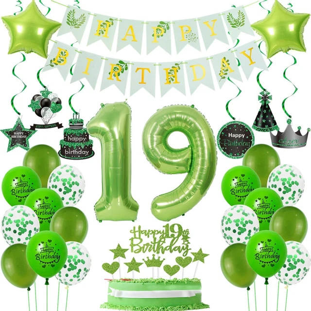 19. Geburtstag Deko Set In Schwarz/Gold – Inkl. Folienballon '19', Banner, Girlanden, Latexballons, Tortendeko & Mehr, Für Drinnen Und Draußen