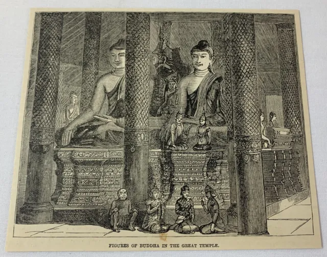 1884 Revue Gravure ~ Chiffres De Bouddha En Grand Temple, Birmanie