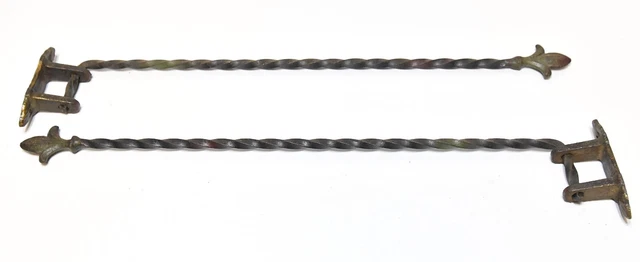 2 Vintage Metal Cast Iron Twist Curtain Rods