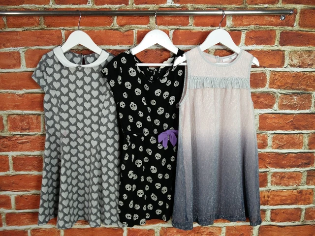 Girls Bundle Age 6-7 Years M&S H&M Dress Set Party Skull Print Hearts Kids 122Cm