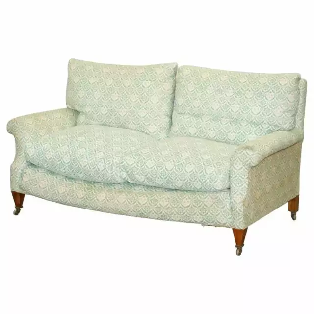 Super Comfortable Circa 1920 Howard & Son's Lenygon & Morant Ticking Fabric Sofa