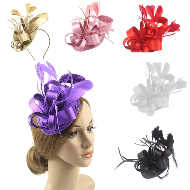 Flower Fascinator Feathers Small Mini Top Hat Wedding Royal Ascot Race Hair Clip