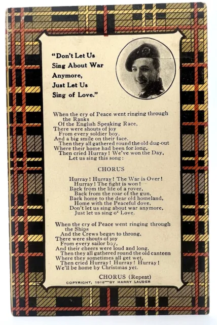 Don't Let Us Sing About War Anymore Just Let Us Sing of Love Harry Lauder WWI PC