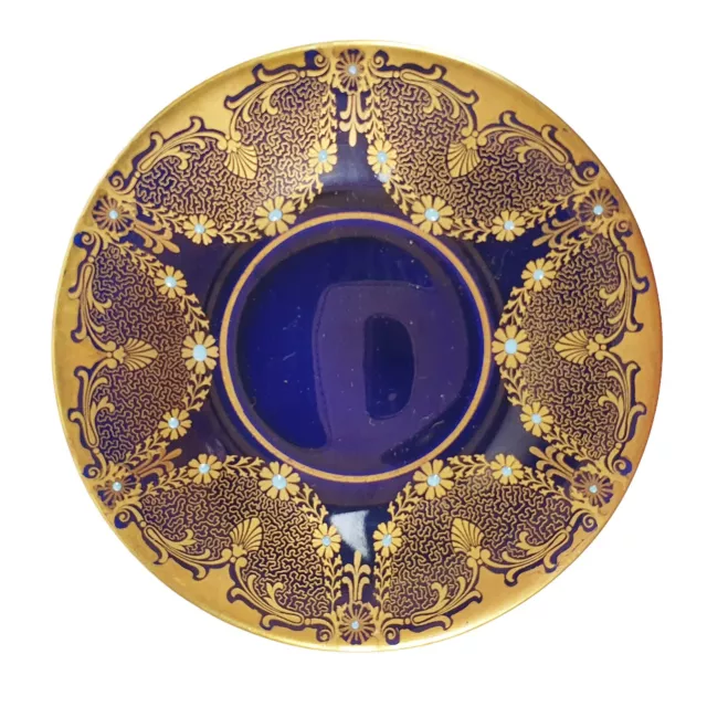 vintage Bavaria Cobalt Blue With Gold Saucer Plate Signed