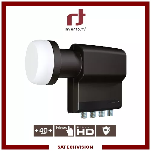 LNB Quattro Pour Multiswitch Inverto Black Premium 0,2 dB Gain 65 dB HD 3D UHD