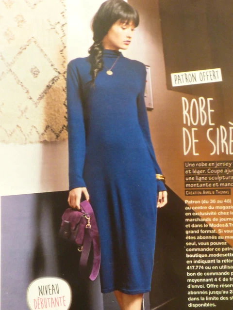 Patron De Couture Modes Et Travaux Février 2017 - Robe Pour Femme - Occasion