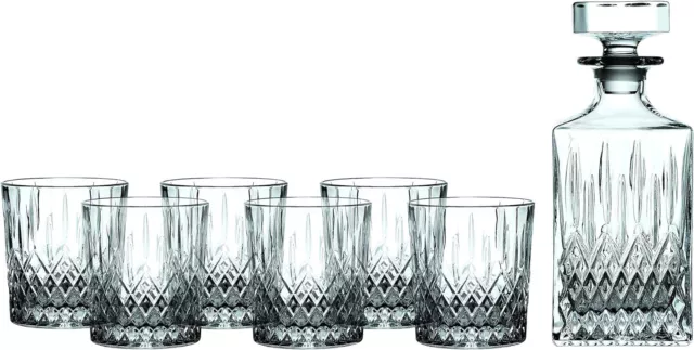 Royal Doulton Earlswood Whiskey Decanter + Tumbler (Set of 6), Clear