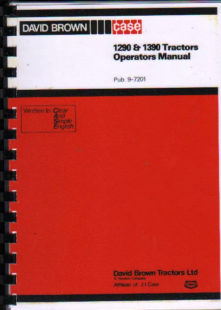 1980 David Brown Case 1290 & 1390 Tractor Operators Instruction Manual