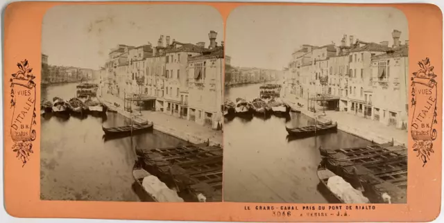 Italie, Venise, le Grand Canal, vintage print, ca.1870, stéréo Tirage vintage st