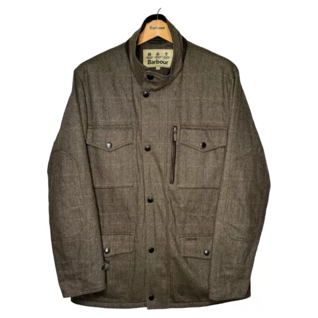 Barbour Herringbone Tweed Sapper Wool Jacket Size Large