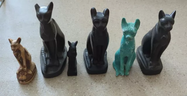 Sechs Bastet Katzen 9 -18 cm, Ägypten