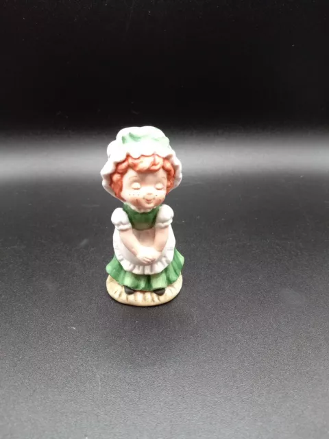 VTG Lefton St. Patricks Irish Porcelain Redhead Girl Figurine Green Dress Bonnet