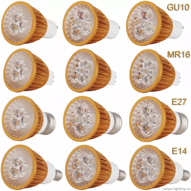 Dimmable LED Spotlight Bulbs GU10 MR16 E27 E14 9W 12W 15W Golden Cover 220V Lamp