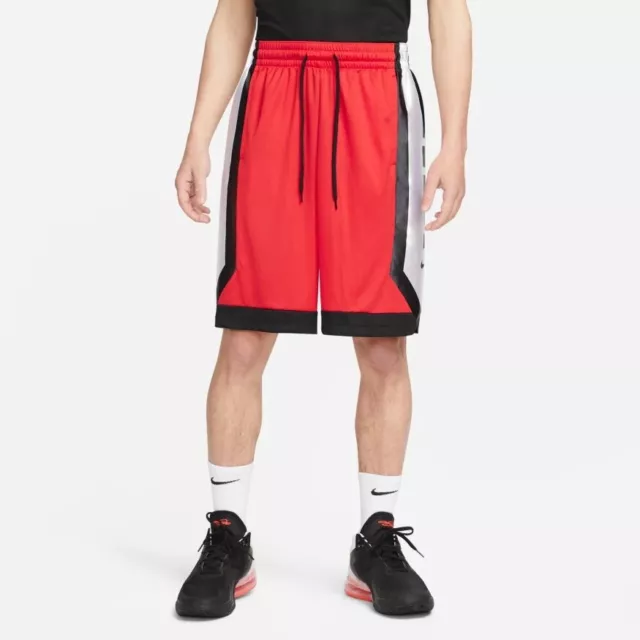 Nike Dri-Fit Elite Stripe Basketball Shorts Red Wht Blk M-Tall Mens DH7142-657