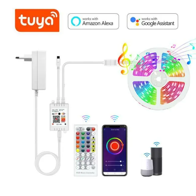CROWN 5M WiFi Smart RGB LED Strip Light Tuya APP For Amazon Alexa Googl