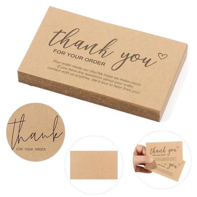 Étiquette de salutation Carte postale "Merci pour votre commande" Carte Kraft