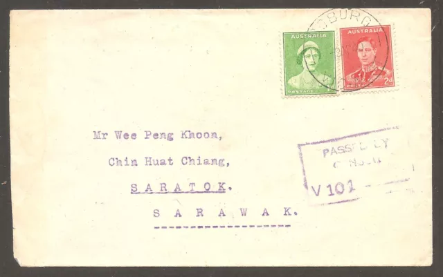 AUSTRALIA 1940: censored cover Coburg Vic to Saratok Sarawak NZ cinderella