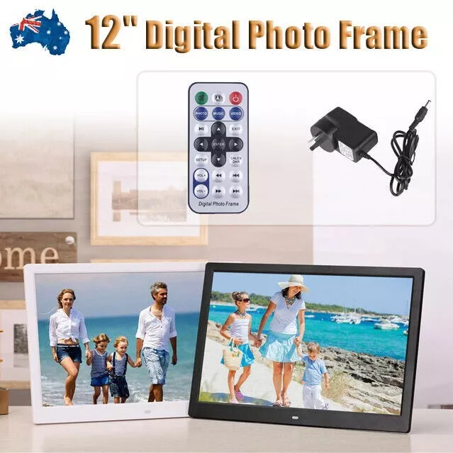 2024 HD 12'' LED Digital Photo Frame Picture Alarm Clock MP4 Movie Player AU NEW