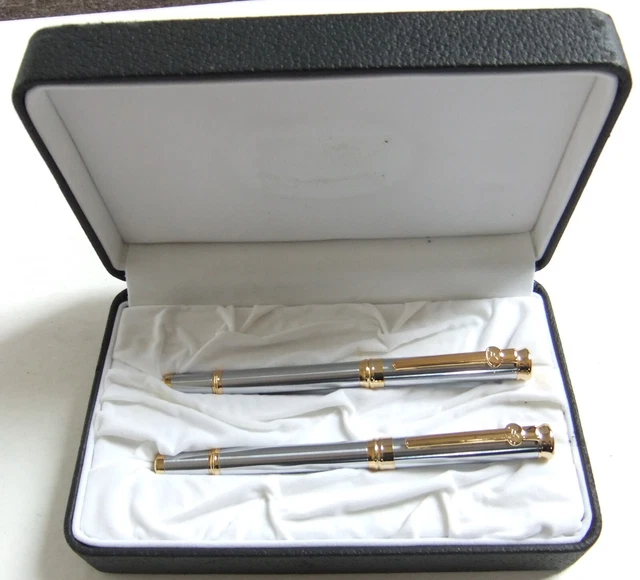 RARE, VINTAGE AUTOGRAPH LUXURY PEN SET+CASE, ENGRAVED - 22k FOUNTAIN, BALLPOINT