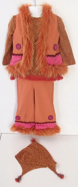 Designer TAKI TO WIEN Girls Orange Outfit Set Top Trousers Hat Jacket Age 3-4