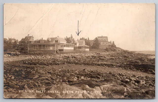 Ocean Point ME View of West Shore Rocky RPPC Postcard C1915 G20