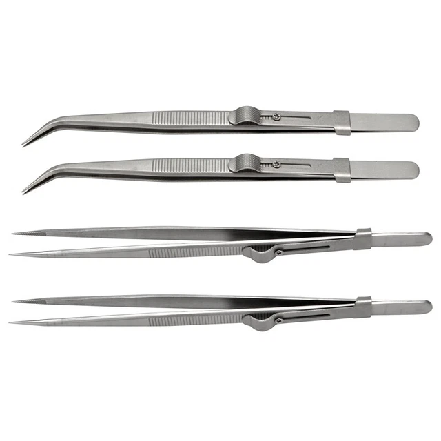 Ensemble 3 Pinces à Souder Cross Lock Fiber Grip - Pinces 16,5 Cm Et 15,2 Cm Pour Maquettisme Et Bijouterie