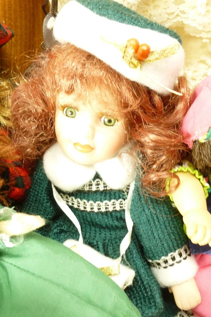 Lot of 11 Bisque Porcelain Cloth Jointed Doll Figurines American Mint DanDee 7