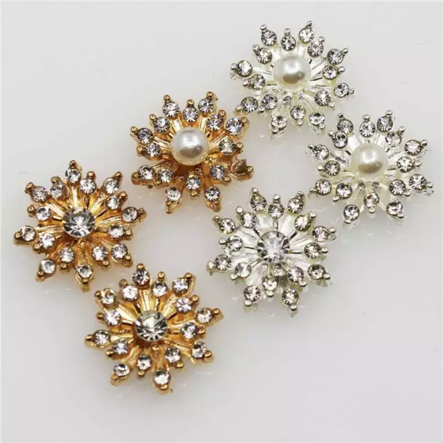 10Pcs Rhinestone Snowflake Crystal DIY Embellishments Flatback Buttons Decor