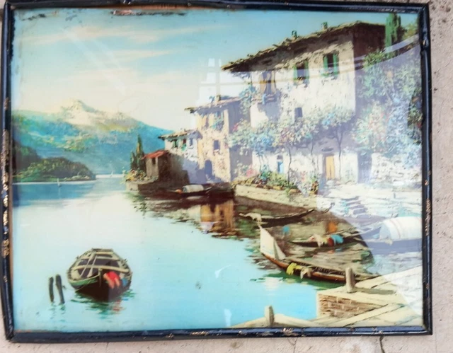 Quadro antico  OLEGRAGIA   SU VETRO Con cornice in ferro battuto