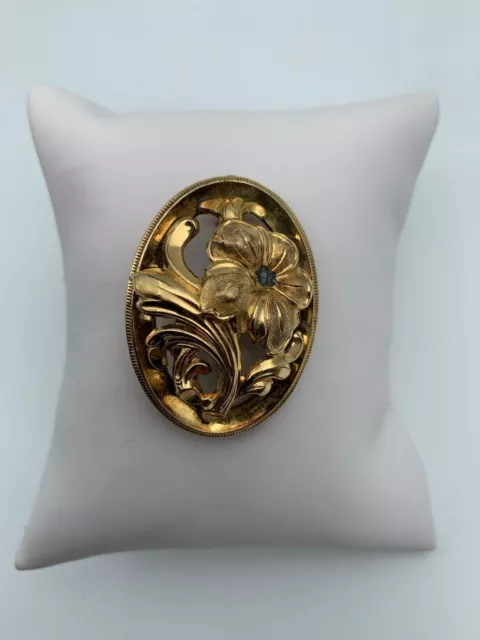 Broche Ancienne Plaque Or 5 Grammes 20 Decor Art Nouveau W450