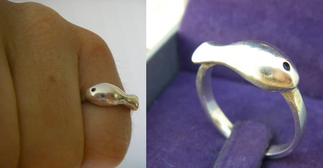 Bague Ancienne En Argent Massif 925 - Vague Bleue Clio, Créateur, Occasion
