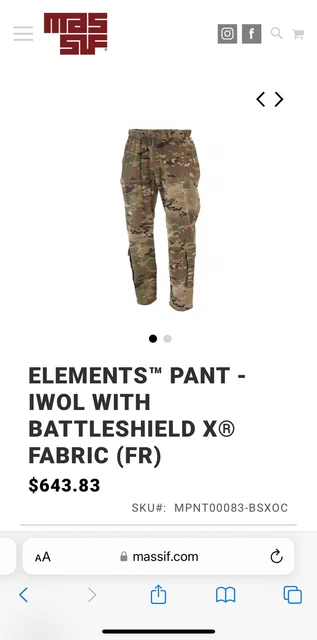 MASSIF ELEMENTS™ PANT - IWOL WITH BATTLESHIELD X®FABRIC (FR) - Size Medium
