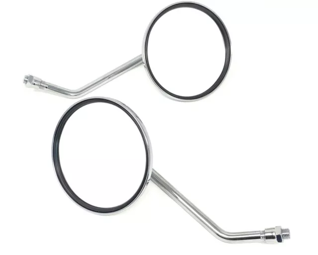 Motorbike Mirrors Rear View Side Wing Classic Chrome Round Long Stem PAIR