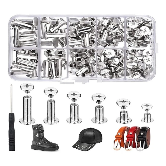 150 Sets Chicago Schrauben verschiedene Kit 6 Größen Kohlenstoffstahl für Decorate8324