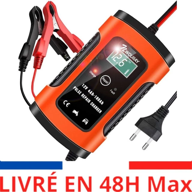 NWOUIIAY Chargeur de Batterie Voiture Intelligent 6A/12V avec LCD Écran Auto Mot