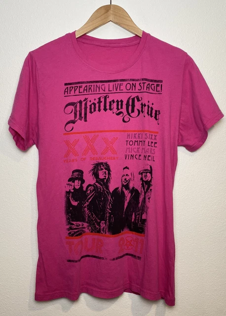 Motley Crue Women's medium Pink t-shirt 30 Years of Debauchery Tour 2011 Motley Crue Women's medium Pink t-shirt 30 Years of Debauchery Tour 2011