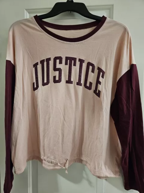 Pink/maroon Justice Tshirt Long Sleeve Size 20/22 Plus