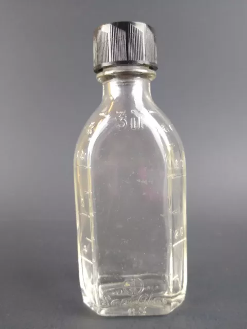VINTAGE BROCKWAY MEDICINE BOTTLE BY SANI-GLAS Clear Glass with Top