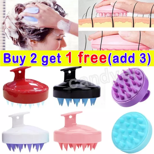 Shampoo Brush Head Scrubber Hair Scalp Massager Comb Wash Soft Silicone  Bath