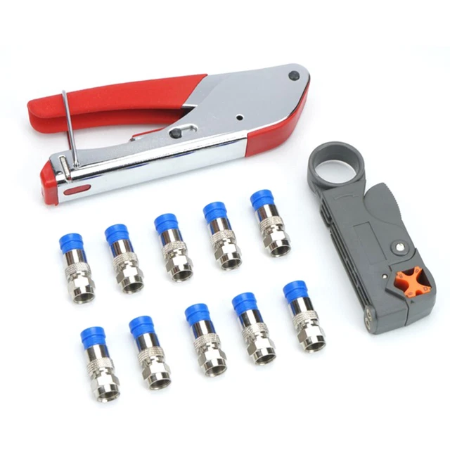 Coax Cable Crimper Kit Tool Rg6 Coaxial Compression Bagged Crimping