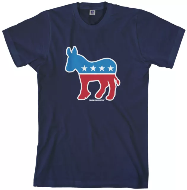 Threadrock Mens Democrat Donkey T-shirt Logo Symbol Political Party Election