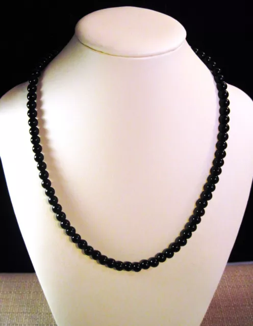 Beautiful 17" Sterling Silver 100cttw Black Onyx Necklace Lot 123 2