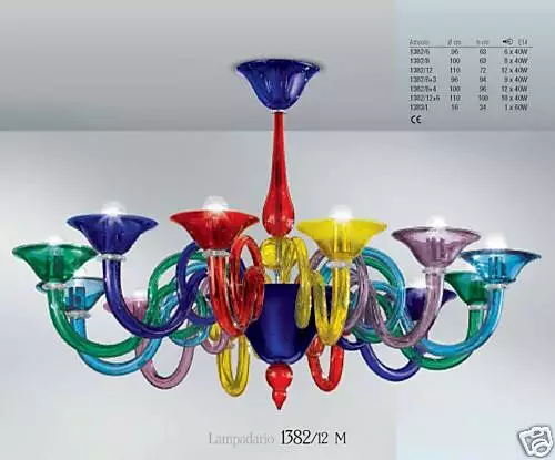 Lampadario Murano Chandelier Venice Multicolor 12 Rit