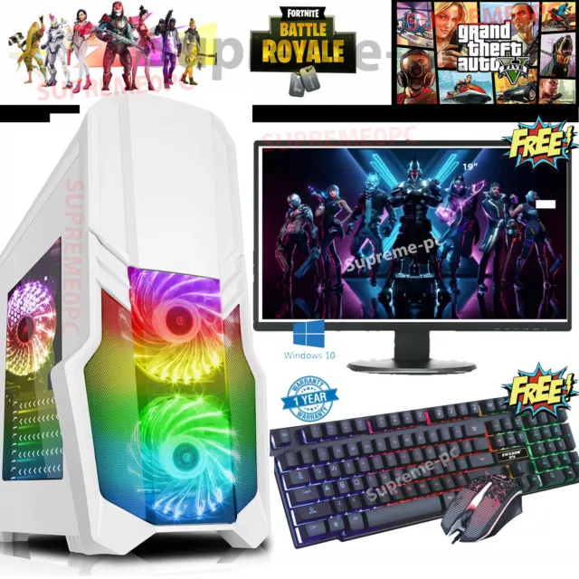 Fast Gaming PC Computer Bundle Monitor i5 Quad Core 8GB 1TB Win 10 2GB GT710 WOW