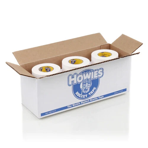 Howies Hockey Tape Premium Cloth White Black 1.5" x 15yd (Thick) Box of 12