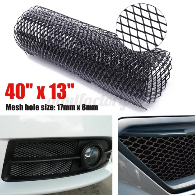 100x33cm Metal Rhombic Grille Net Bumper Vent Aluminium Alloy Black Grill Mesh